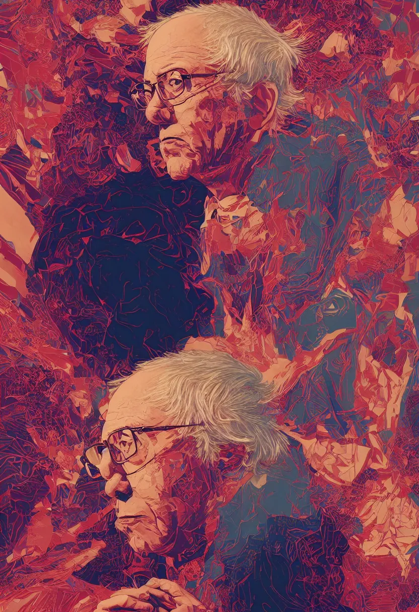 Prompt: Incredible portrait of Bernie Sanders, artstation winner by Victo Ngai, Kilian Eng and by Jake Parker, swirly vibrant color lines, winning-award masterpiece, fantastically gaudy, aesthetic octane render, 8K HD Resolution