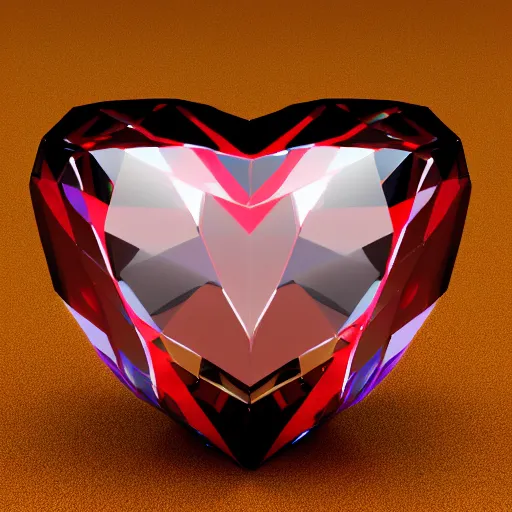 Prompt: cut crystal heart render unreal raytraced