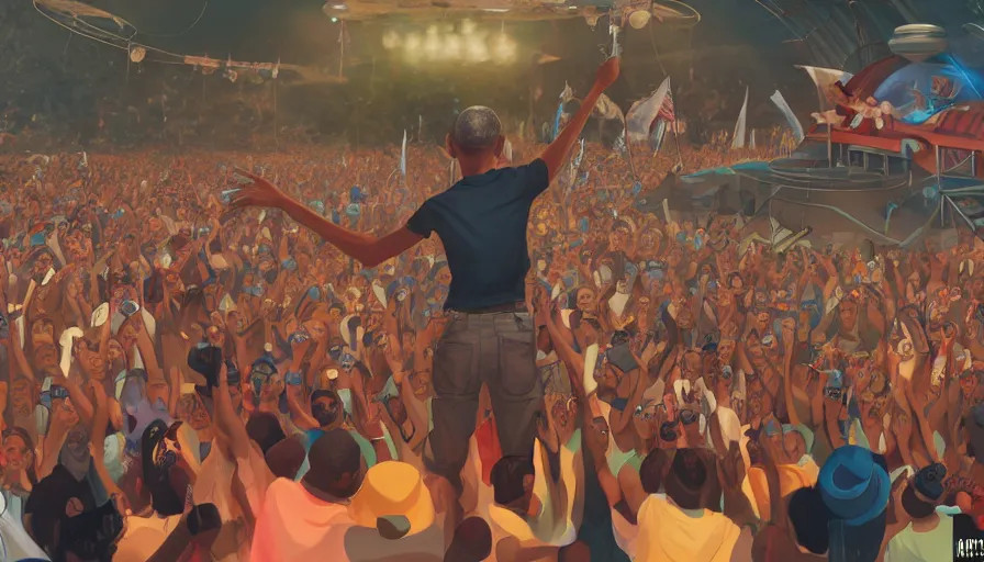 Prompt: Barack Obama mixing at Tomorrowland, hyperdetailed, artstation, cgsociety, 8k