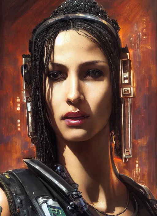 Beautiful Sophia. Beautiful Cyberpunk Assassin Wearing 