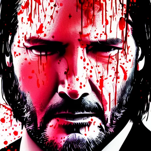 Prompt: john wick blood splattered, ( sony a 7 r iv, symmetric balance, polarizing filter, photolab, lightroom, 4 k, dolby vision, photography awardm, voque, perfect face )