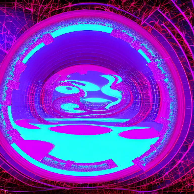 Prompt: 3 d sci - fi cgartist rendering of the vast pulsating interdimensional fractal space portal at the psychedelic vaporwave event horizon directed by col price, trending on artstation