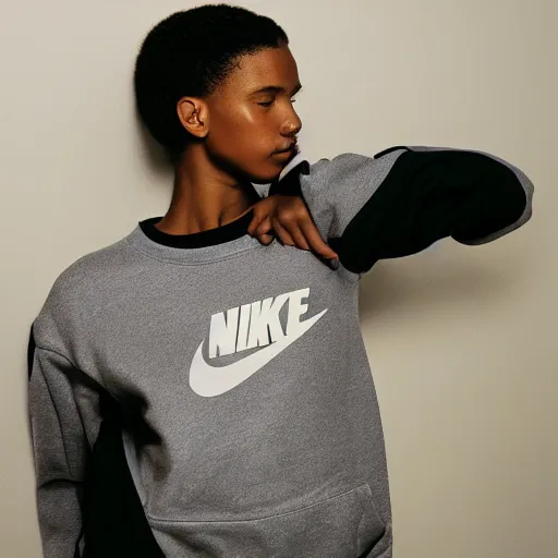 Image similar to realistic! photoshoot for a new nike lookbook, color film photography, portrait of a beautiful woman, location in a apartment, highly detailed, 8K, in style of tyler mitchell, 35mm