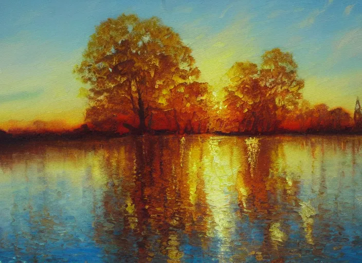 Image similar to golden rays, oil painting