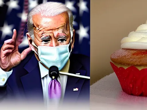 Image similar to Joe Biden in the icu with a man throwing a cupcake at him
