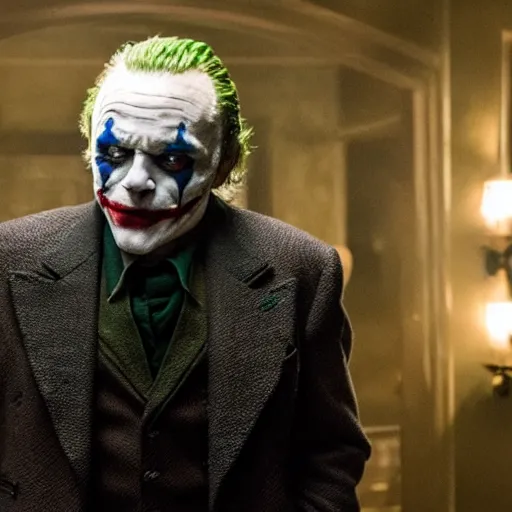 Image similar to film still of Anthony Hopkins as joker in the new Joker movie