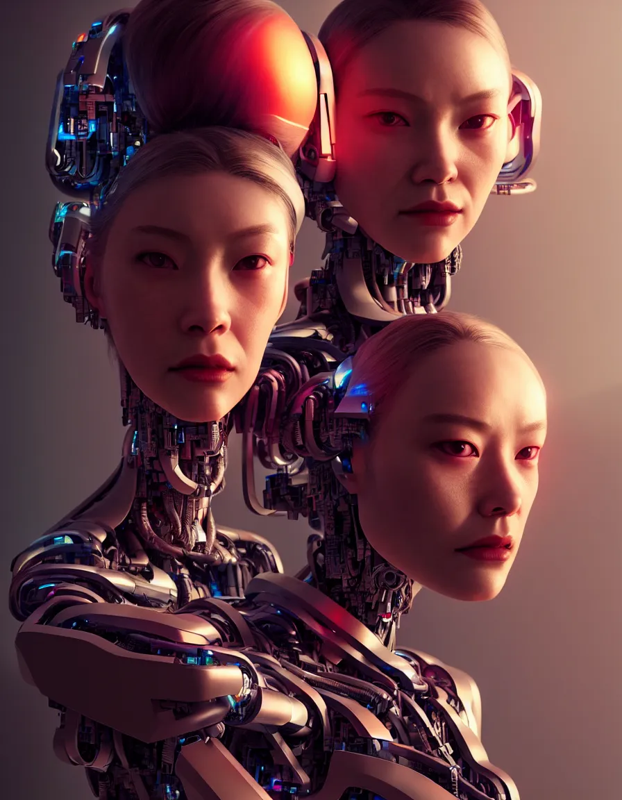 Image similar to portrait of a female cyborg. intricate abstract. intricate artwork, by tooth wu, wlop, bill sienkiewicz, syd mead. concept art, octane render, trending on artstation, greg rutkowski very coherent symmetrical artwork. cinematic, key art, hyper realism, high detail, octane render, 8 k, iridescent accents