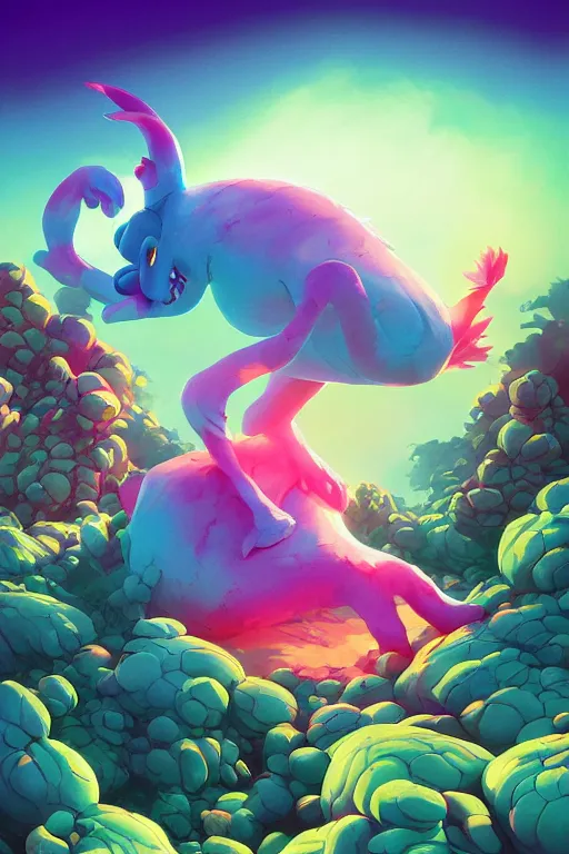 Image similar to smurf ghost creature animal sushi cristal very big eye roots cactus elemental flush of force nature micro world fluo fishscale, behance hd by jesper ejsing, by rhads, makoto shinkai and lois van baarle, ilya kuvshinov, rossdraws radiating a glowing aura global illumination ray tracing hdr