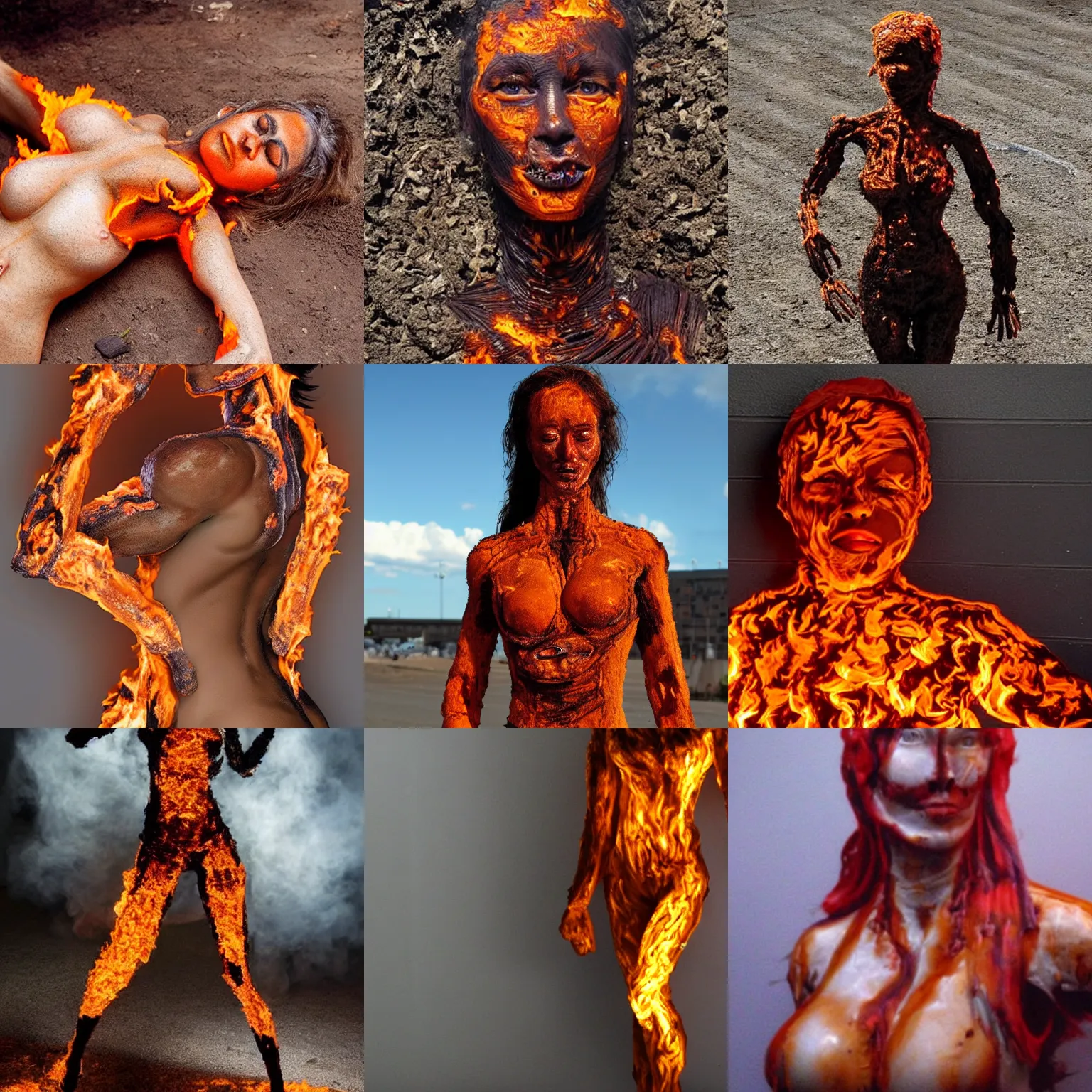 Prompt: the body of a woman made entirely from fire, highly realistic,