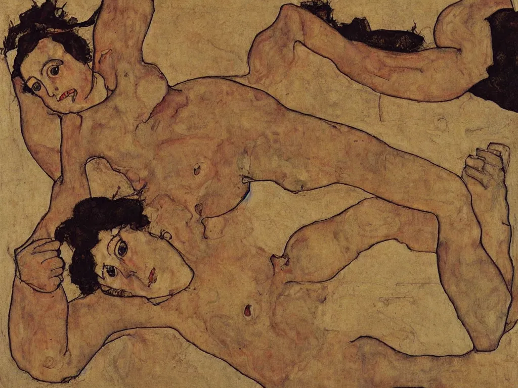 Image similar to Egon Schiele painting of female figure