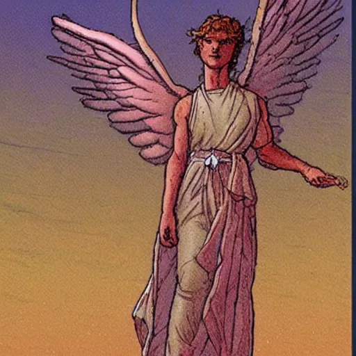 Image similar to a biblically accurate angel, by moebius