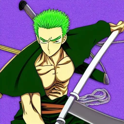 Image similar to Roronoa Zoro in Manga Berserk Style