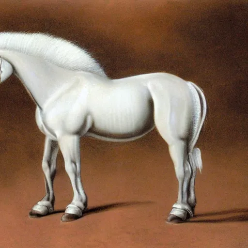 Prompt: A creature consisting of a white ape and a black horse