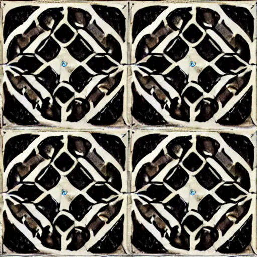 Image similar to ancient temple floor tile pattern, dark tone, seamless, repeatable, tileable, no lighting