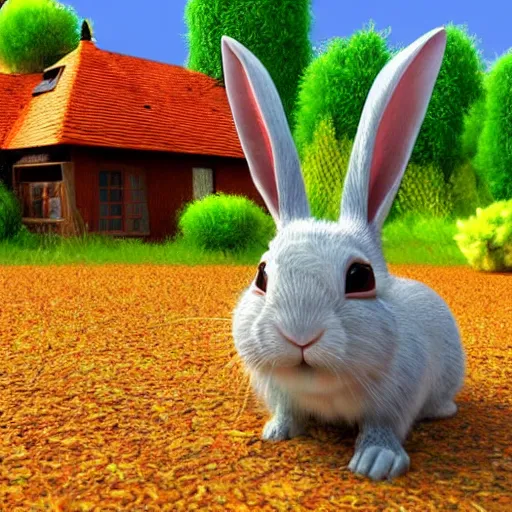 Prompt: rabbit, forest, house, 3d rende, Pixar style,