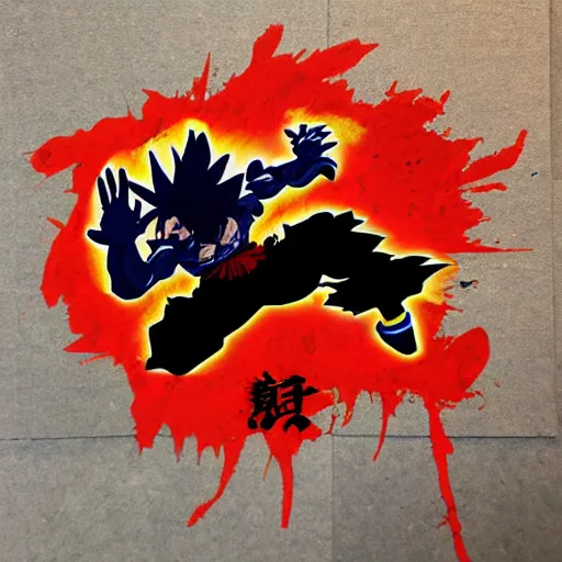 Image similar to die cut sticker, goku, gatling attack by luffy, splatter paint