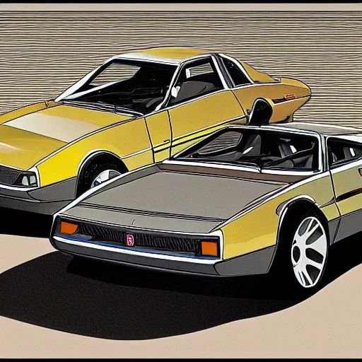 Prompt: Fiat Bertone illustration concept art by Sig Mead