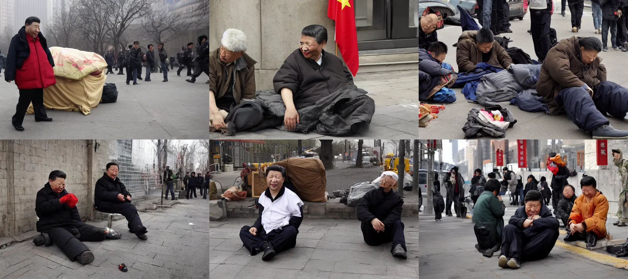 Prompt: xi jinping homeless in beijing