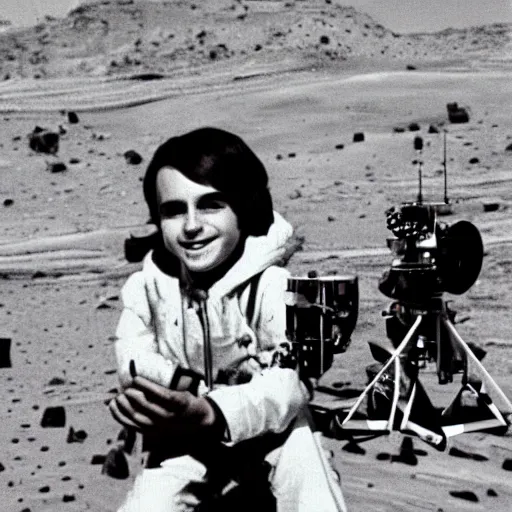 Image similar to extremely detailed photo of young carl sagan on mars, detailed face