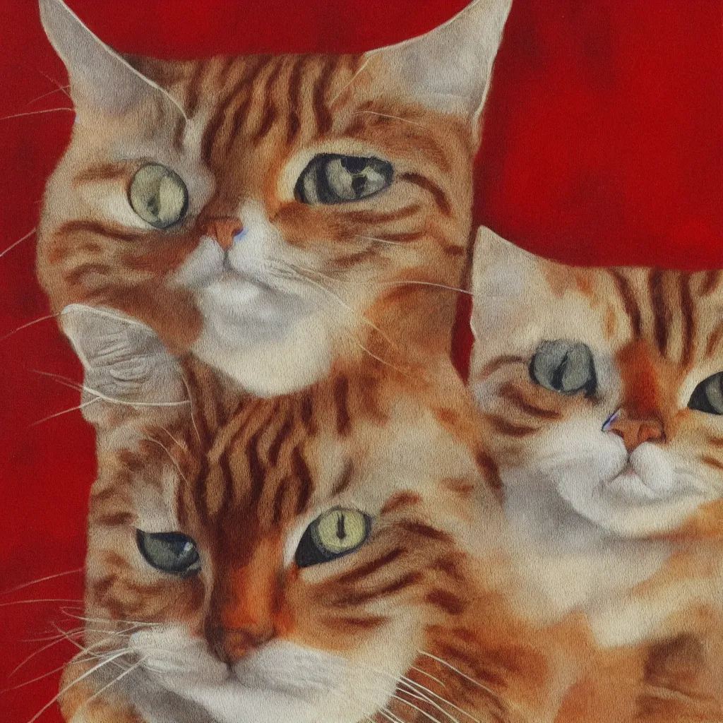 Prompt: a Bauhaus style painting of a red tabby cat