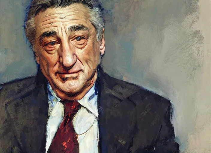 Image similar to a highly detailed beautiful portrait of robert deniro by gregory manchess, james gurney, james jean