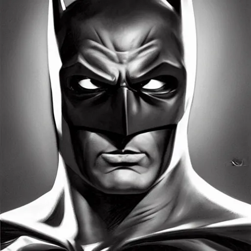 Image similar to ultra - realistic head and shoulders portrait painting of batman with his cowl on. art by frank frazetta. 4 k. ultra - realistic. highly detailed. epic lighting