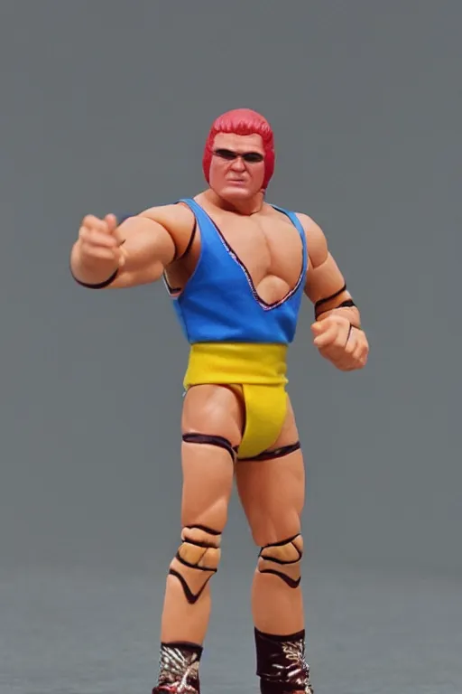 Prompt: володимир зеленськии as a 1 9 8 0 s wrestling action figure, 🇺🇦,