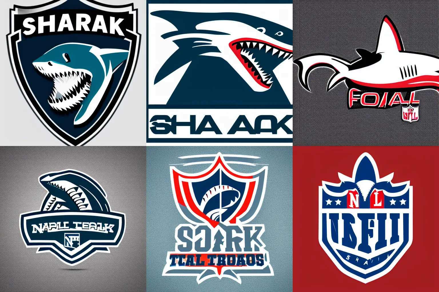 Prompt: beautiful detailed vector logo of a shark nfl team