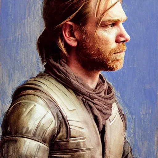 Prompt: portrait of ewan mcgregor, highly detailed painting by john william waterhouse 8 k