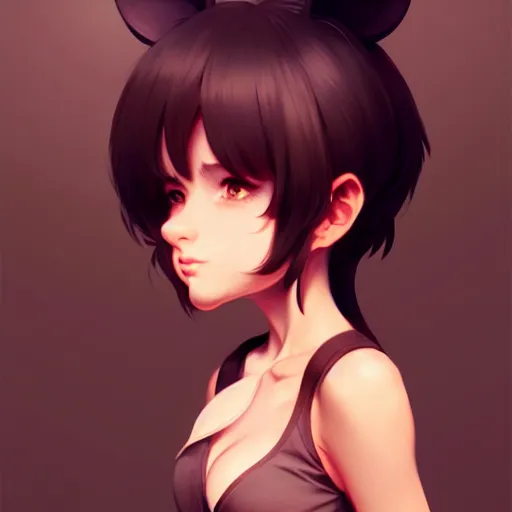 Image similar to character design portrait of an anthropomorphic furry rat girl with rat ears and a tail, 4 k, concept art, by wlop, ilya kuvshinov, artgerm, krenz cushart, pixiv.