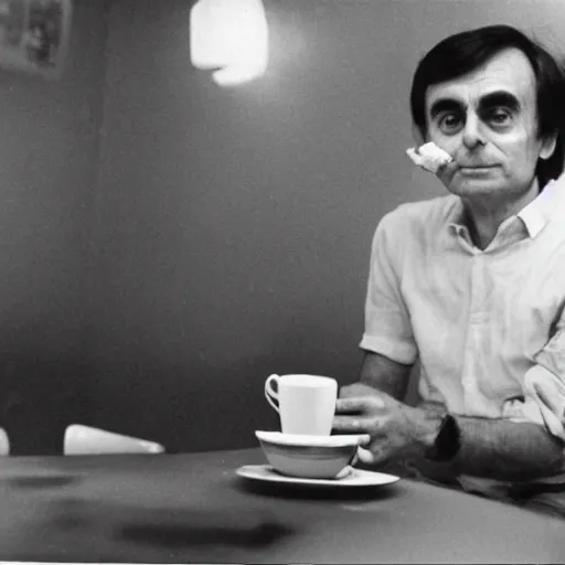 Image similar to carl sagan, green alien, drinking tea in a chinese tea house