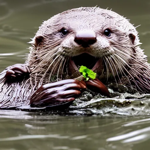 Prompt: otter eating a bitcoin in sewage water, 4 k, hd, centered