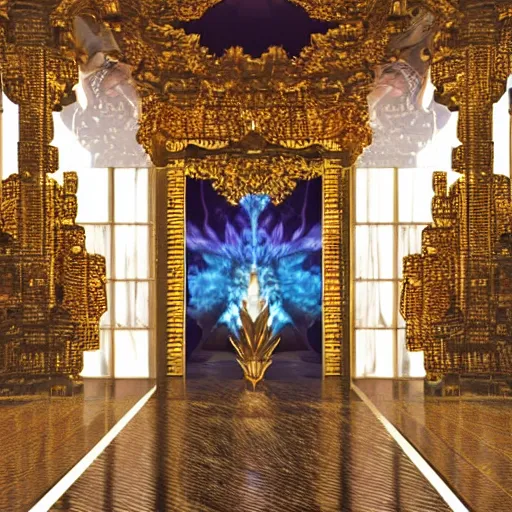Prompt: the grand magical entrance, marbme floors, art by kotaro chiba, volumetric lighting, epic composition
