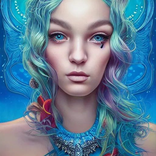 Image similar to mermaid portrait, Pixar style, by Tristan Eaton Stanley Artgerm and Tom Bagshaw.