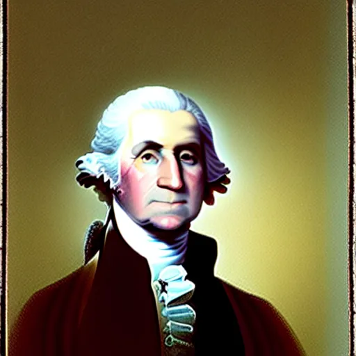 Image similar to professional color photo of george washington taking a selfie in walmart, 4 k