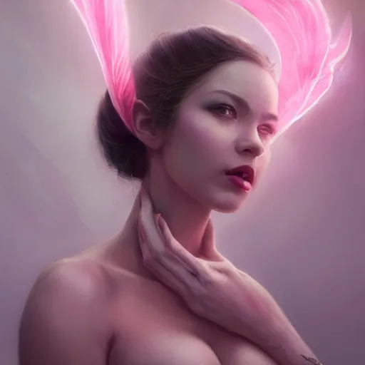 Prompt: a fancy portrait of an attractive succubi with pink wings and a calm look on her face by greg rutkowski, sung choi, mitchell mohrhauser, maciej kuciara, johnson ting, maxim verehin, peter konig, 8 k photorealistic, cinematic lighting, hd, high details, dramatic, dark atmosphere, trending on artstation