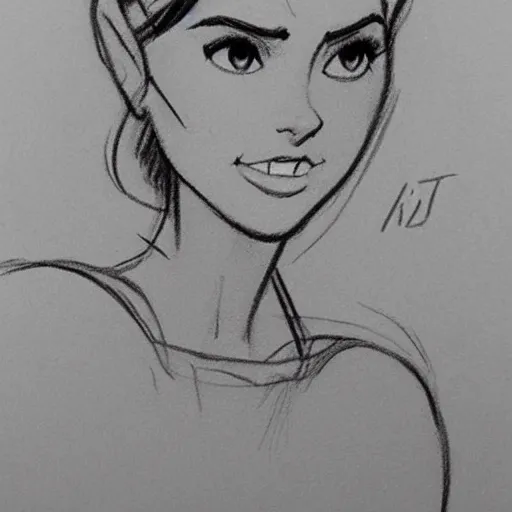 Image similar to milt kahl sketch of victoria justice as princess padme from star wars episode 3