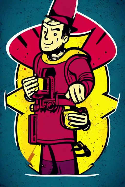 Image similar to fallout 7 6 retro futurist illustration art by butcher billy, sticker, colorful, illustration, highly detailed, simple, smooth and clean vector curves, no jagged lines, vector art, smooth andy warhol style