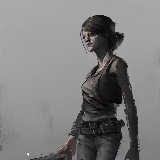 Image similar to carley walking dead game telltale, gigachad black and white trending on artstation, painted by greg rutkowski