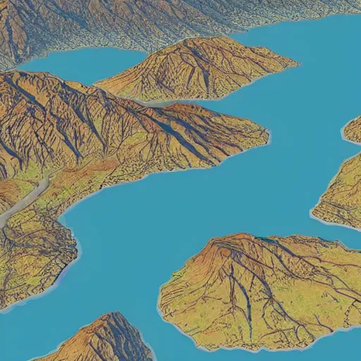 Prompt: Lake Wānaka | scenery, striking and laidback, summer palette, illustration | featured on ArtStation