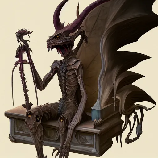 Image similar to concept art painting of a dragonlike anthropomorphic humanoid creature with a long dragon neck and horned skull mask, sitting on a throne, realistic, detailed, cel shaded, in the style of makoto shinkai and greg rutkowski and studio ghibli and moebius