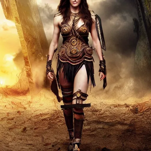 Prompt: full body photo of alexandra daddario as an amazon warrior