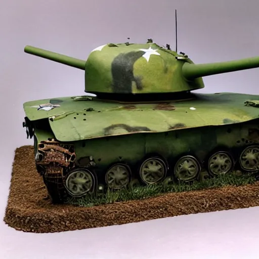 Prompt: wwii tank with amusement part camouflaged paint