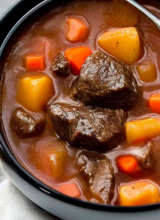 Image similar to a bowl of beef stew with patrick stewart's head in it