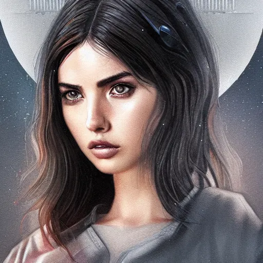 Image similar to portrait of ana de armas from blade runner 2049 (2019) by artgerm, random background scene