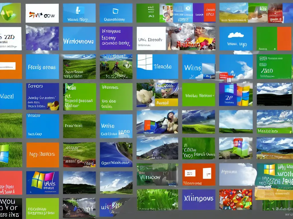 Image similar to windows XP desktop with lots of ads, pop-up windows