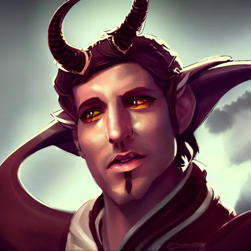 Prompt: fantasy game portrait of a tiefling bard doing a cool pose, sharp, Detail, detailed face,4k, cinematic lighting, in the style of Pablo olivera