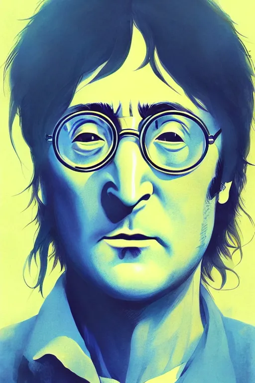 Prompt: john lennon, manga cover art, detailed color portrait, artstation trending, 8 k, greg rutkowski