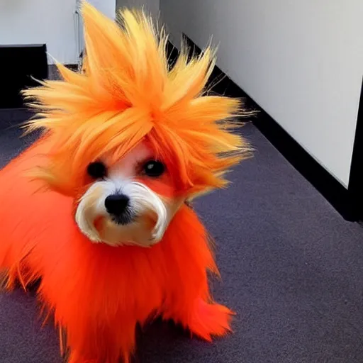 Prompt: a maltese dog dressed like goku