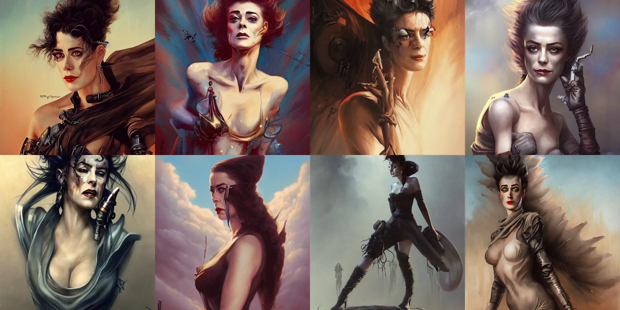 Prompt: beautiful sean young in mad max movie cinematic by peter mohrbacher